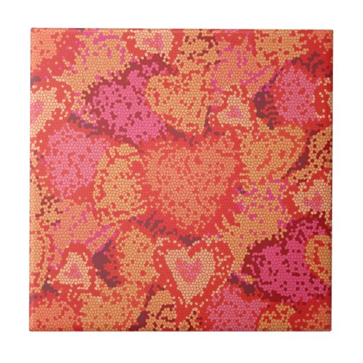 Niedliche Mosaikherzen im Hintergrund Fliese (Vorderseite)