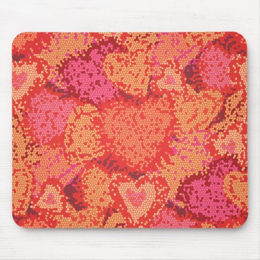 Niedliche Mosaikherzen im Hintergrund Mousepad (Vorne)