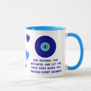Niedliche Motivierend Vibes Blue Evil Eyes Hört Tasse