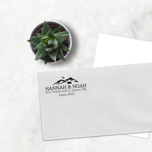 Niedliche Mountain Bär Couple Rücksendeadresse Gummistempel