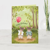Niedliche Mouse Couple Forest Painting Geburtstag Karte (Vorderseite)