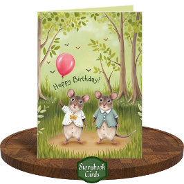 Niedliche Mouse Couple Forest Painting Geburtstag Karte