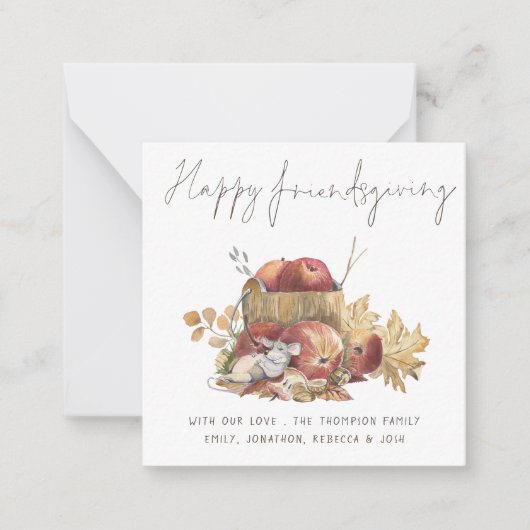 Niedliche Mouse Happy Friendsgiving Card Mitteilungskarte (Vorderseite)