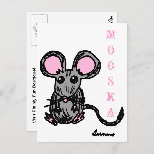 Niedliche Mouse Mooska Postkarte (Vorne/Hinten)
