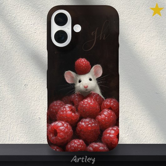 Niedliche Mouse Peeking Himbeermalerei Individuell Case-Mate iPhone Hülle