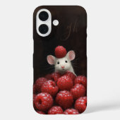 Niedliche Mouse Peeking Himbeermalerei Individuell Case-Mate iPhone Hülle (Rückseite)
