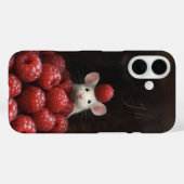 Niedliche Mouse Peeking Himbeermalerei Individuell Case-Mate iPhone Hülle (Rückseite (Horizontal))