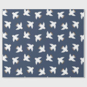 Niedliche Möwen auf dunkelblau Geschenkpapier (Flach)