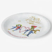 Niedliche Mr. and Mrs. Penguins Frohe Weihnachtssc Pappteller (Schrägansicht)