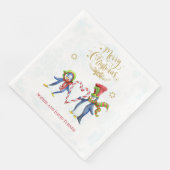 Niedliche Mr. and Mrs. Penguins Frohe Weihnachtssc Serviette (Ecke)