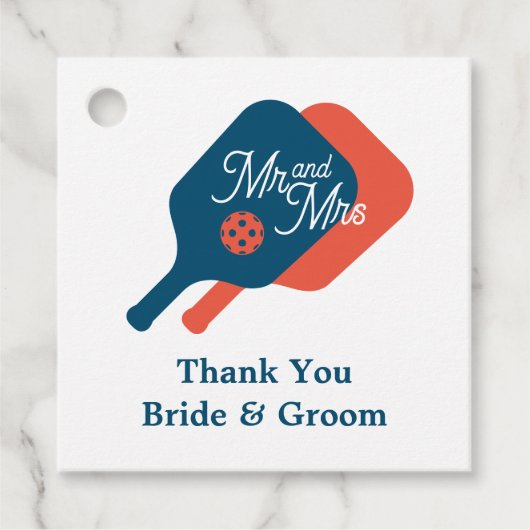 Niedliche Mr. & Mrs. pickleball Gastgeschenk Hochz Geschenkanhänger (Vorderseite)