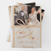 Niedliche Mr. & Mrs. Wedding Glückwunschs Geschenkpapier Set (Beispiel)