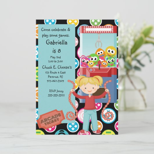 Niedliche, multi Farbe, Einladung (Stehend Vorderseite)