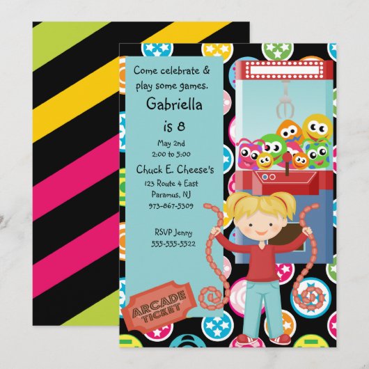 Niedliche, multi Farbe, Einladung (Vorne/Hinten)