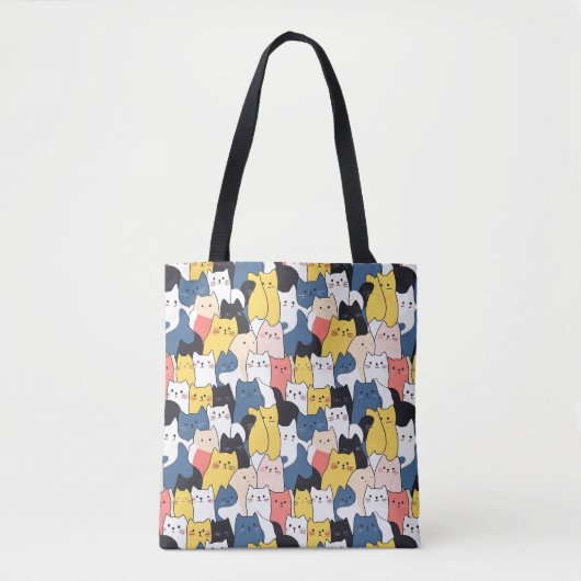 Niedliche Multicolor Cat Pattern Tote Bag - Ästhet Tasche (Vorderseite)