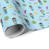 Niedliche multikulturelle Keimkämpfer Geschenkpapier (Rolleneckpunkt)