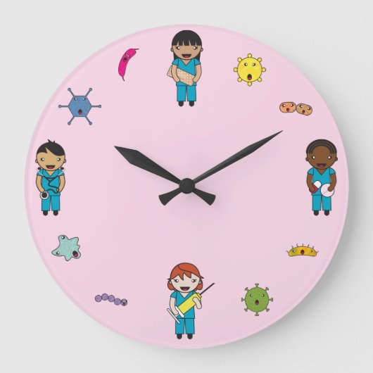 Niedliche Multikulturelle Krötenkämpfer Große Wanduhr (Vorderseite)