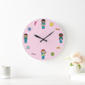 Niedliche Multikulturelle Krötenkämpfer Große Wanduhr (Zuhause)