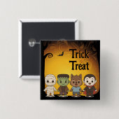 Niedliche Mumie, Frankenstein, Dracula, Werwolf Button (Vorne & Hinten)