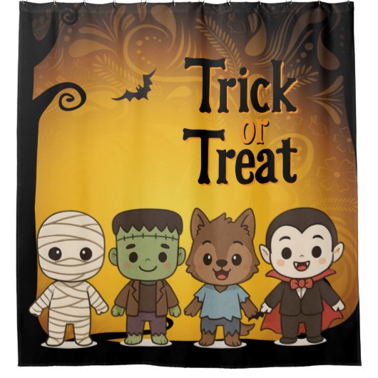 Niedliche Mumie, Frankenstein, Dracula, Werwolf Duschvorhang (Vorderseite)