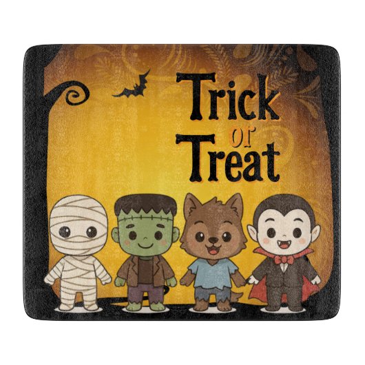 Niedliche Mumie, Frankenstein, Dracula, Werwolf Schneidebrett (Vorderseite)