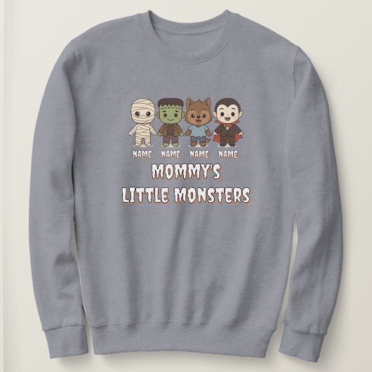 Niedliche Mumie, Frankenstein, Dracula, Werwolf Sweatshirt (Design vorne)
