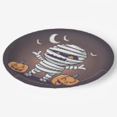 Niedliche Mummy Illustration Halloween-Papierplatt Pappteller (Schrägansicht)