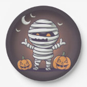 Niedliche Mummy Illustration Halloween-Papierplatt Pappteller (Vorderseite)