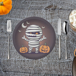 Niedliche Mummy Illustration Halloween-Papierplatt Pappteller