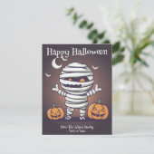 Niedliche Mummy Illustration Halloween-Weihnachtsk Feiertagskarte (Stehend Vorderseite)