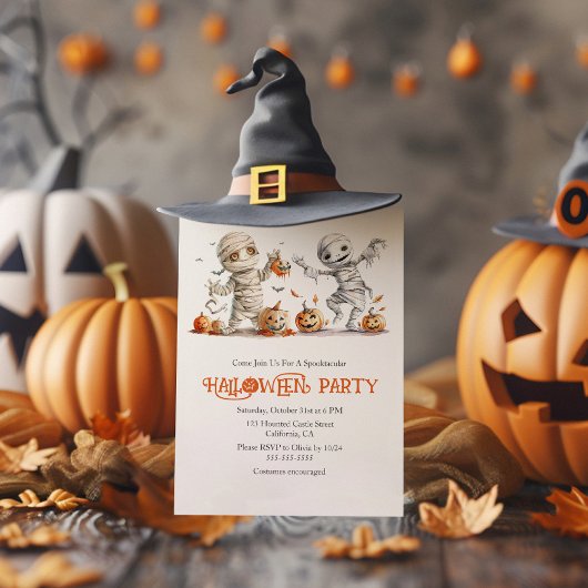 Niedliche Mummy Kids-Halloween-Party Einladung