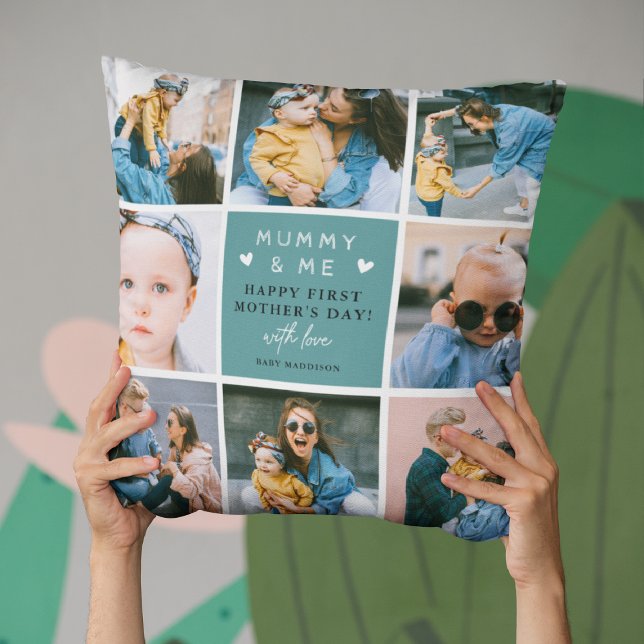 Niedliche "Mummy & Me" FotoCollage 1. Muttertag Kissen (Von Creator hochgeladen)