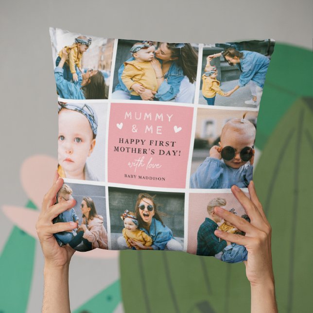 Niedliche "Mummy & Me" FotoCollage 1. Muttertag Kissen (Von Creator hochgeladen)