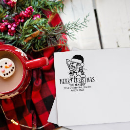 Niedliche Munchkin Cat Rücksendeadresse Weihnachte Gummistempel
