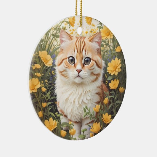 Niedliche Munchkin-Kat- und Buttercup-Blume Keramik Ornament (Rechts)