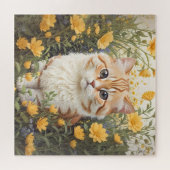 Niedliche Munchkin-Kat- und Buttercup-Blume Puzzle (Horizontal)