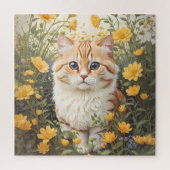 Niedliche Munchkin-Kat- und Buttercup-Blume Puzzle (Vertikal)