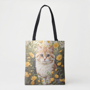 Niedliche Munchkin-Kat- und Buttercup-Blume Tasche