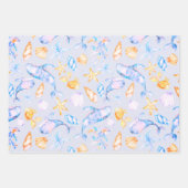 Niedliche Muscheln blau und weiß Geschenkpapier Set (Vorderseite 3)