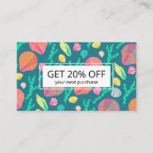 Niedliche Muscheln und Algenmuster Rabattkarte (Vorderseite)
