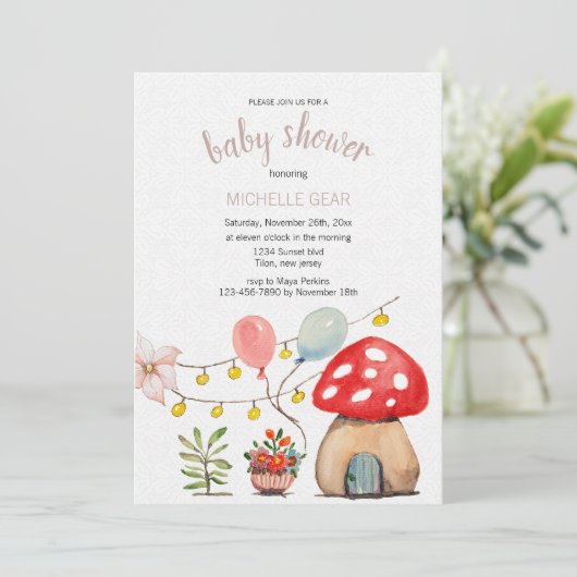 Niedliche Mushroom-Aquarellbilder Einladung (Stehend Vorderseite)