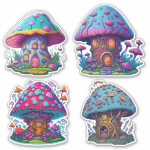 Niedliche Mushroom House Aufkleber