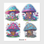 Niedliche Mushroom House Aufkleber (Blatt)