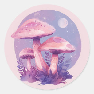 Niedliche Mushroom-Illustration Runder Aufkleber