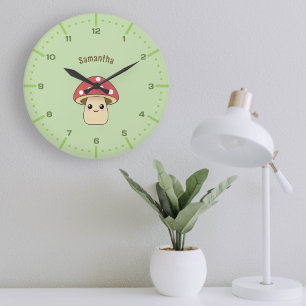 Niedliche Mushroom Wall Clock mit Zahlen Große Wanduhr