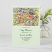 Niedliche Mushroom Woodland Babydusche Einladung (Stehend Vorderseite)