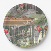 Niedliche Mushroom Woodland Frog Kinderdusche Pappteller (Vorderseite)