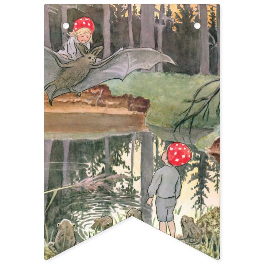 Niedliche Mushroom Woodland Frog Kinderdusche Wimpelkette (Zweite Fahne)