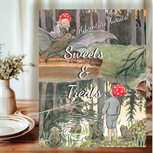 Niedliche Mushroom Woodland Kinderdusche Süßigkeit Sockelschild