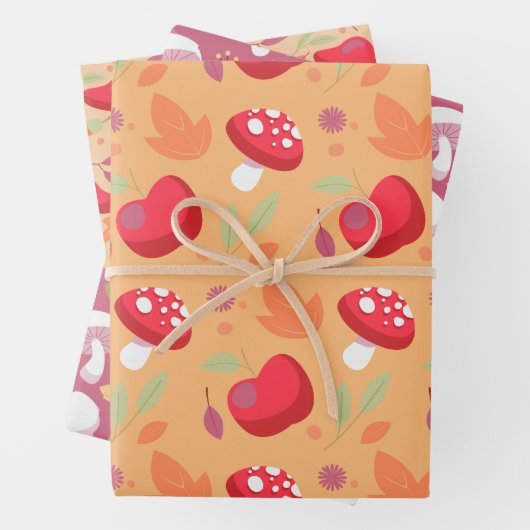 Niedliche Mushroom Wrapping Paper Sheets | Emma Geschenkpapier Set (Beispiel)